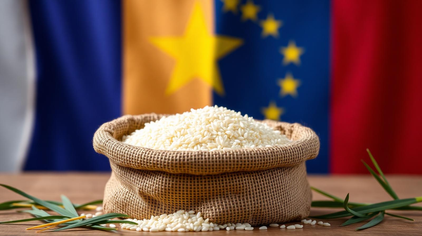 Bao gạo thơm Việt với cờ EU — biểu tượng xuất khẩu EVFTA