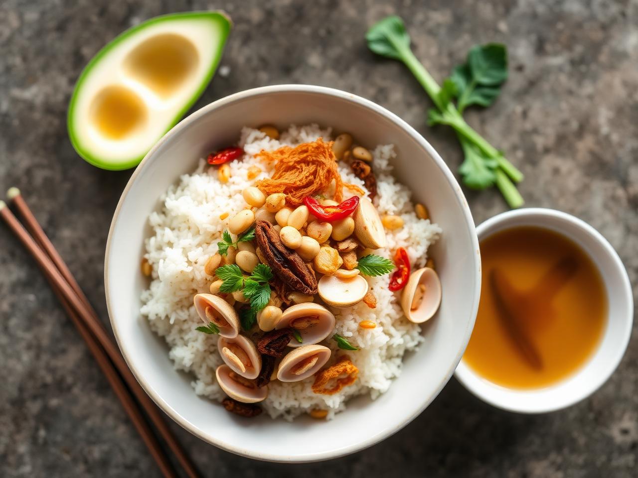 Cơm hến Huế — Đặc sản miền Trung ăn cùng gạo Sen Hồng ANVI — công thức Góc bếp ANVI